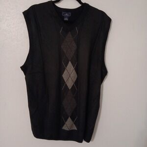 Dockers Men's Knit‎ Sweater Vest Sz L Black/Gray V-Neck